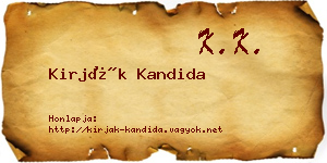 Kirják Kandida névjegykártya
